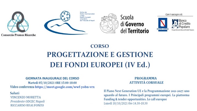 Giornata inaugurale del corso "Progettazione e Gestione dei Fondi Europei"