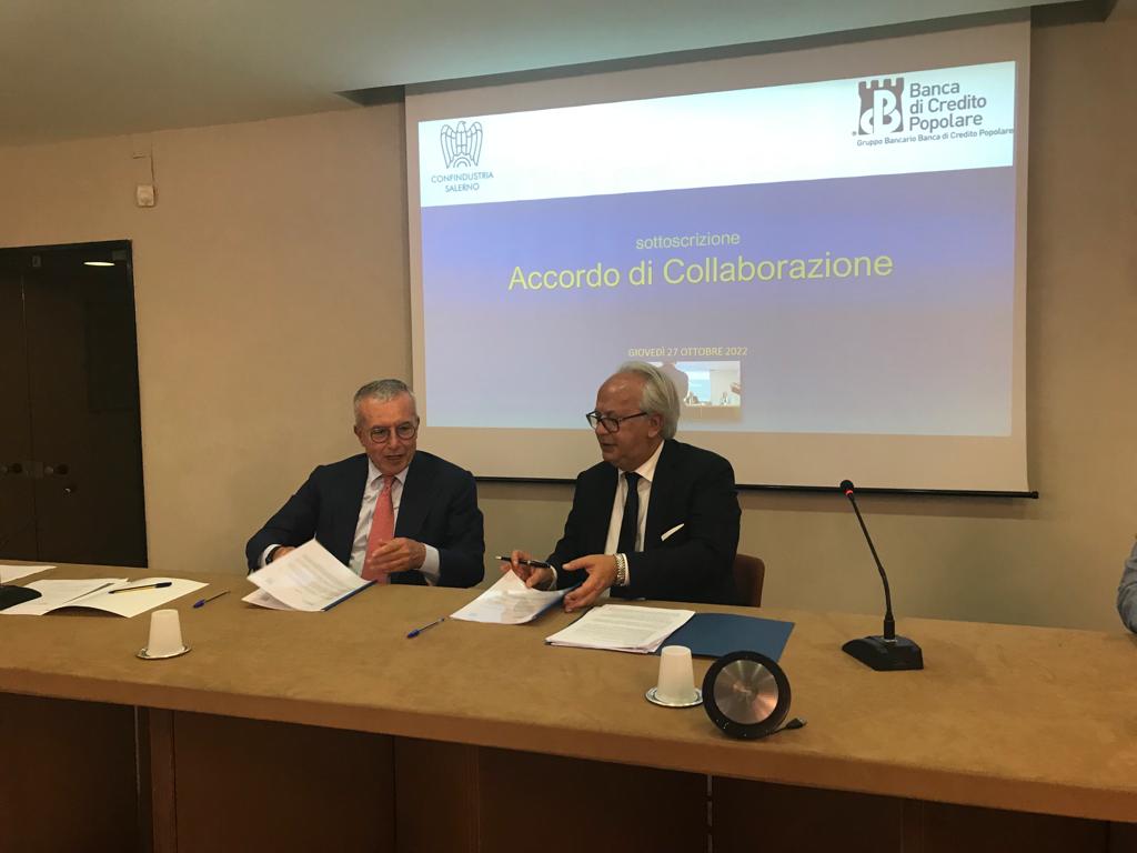 Bcp e Confindustria Salerno, al via l'accordo di collaborazione