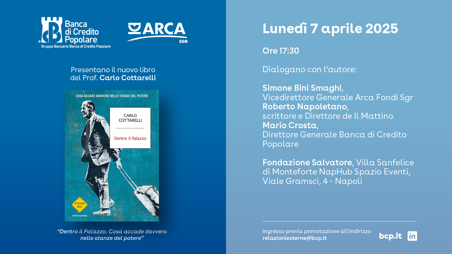 BCP e ARCA Sgr presentano lultimo libro di Carlo Cottarelli